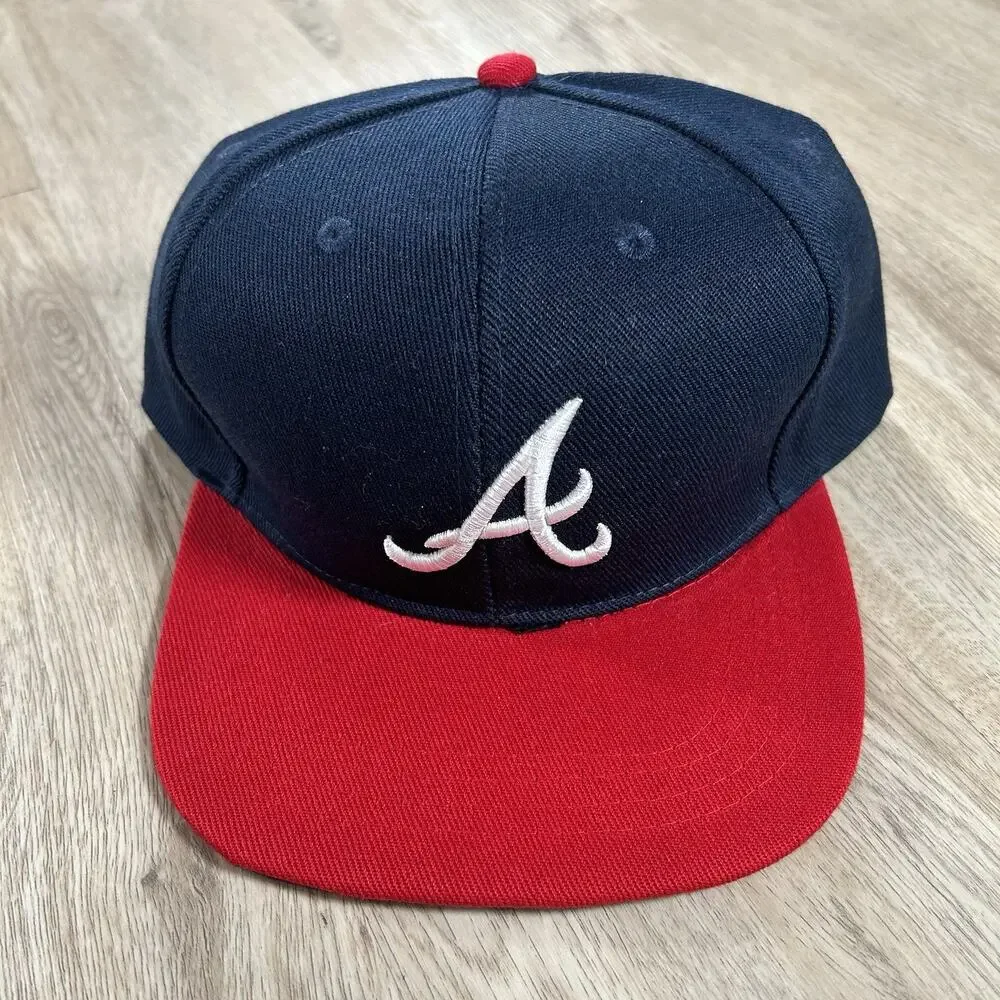Vintage Atlanta Braves Hat Snapback MLB Baseball Blue‎ Red Wool Blend Cap
